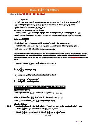 Ôn tập Đại số Lớp 11 - Bài 4 Cấp số cộng
